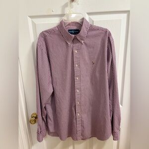 Ralph Lauren cotton men’s dress shirt, dull red and white stripe